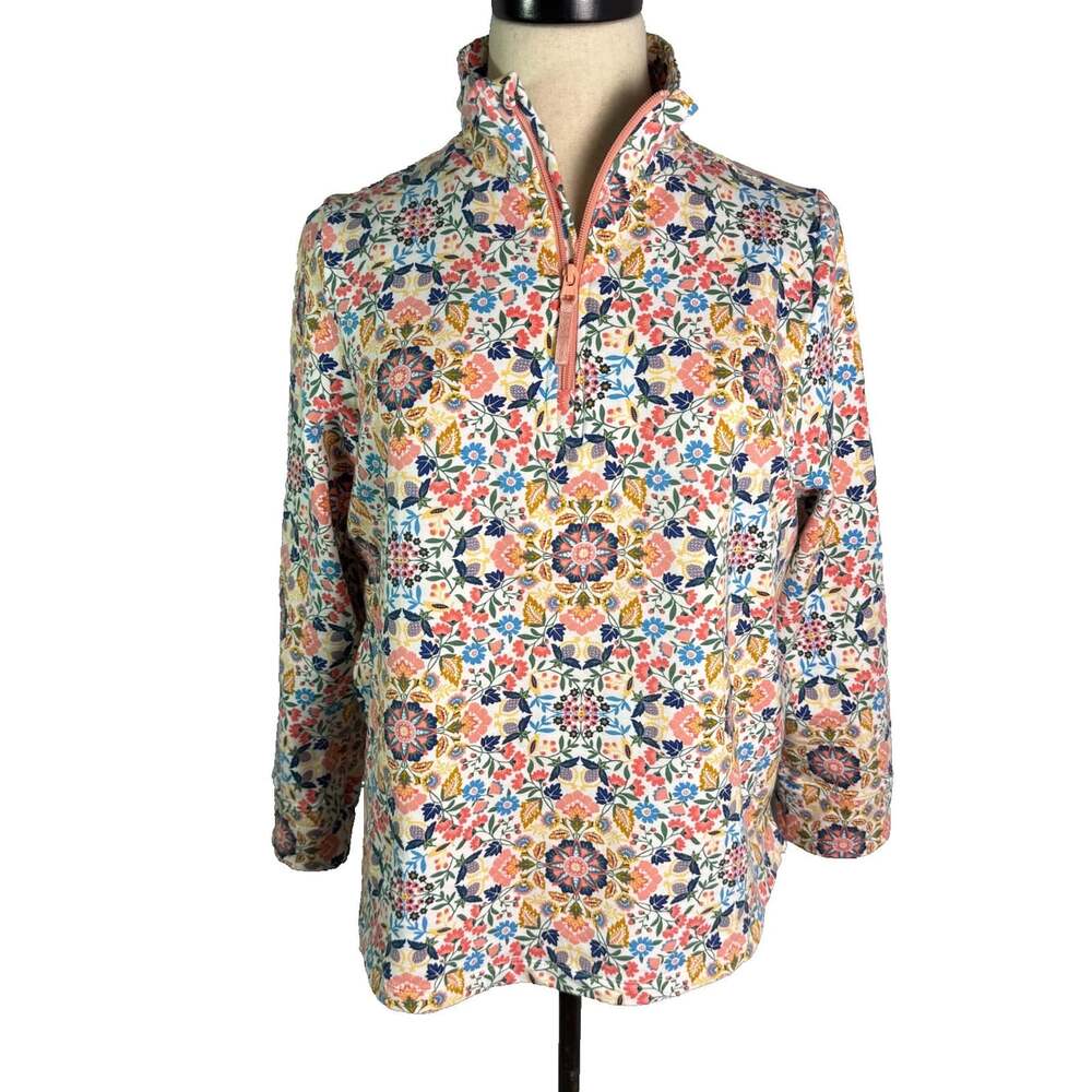 Vera Bradley Quarter Zip Knit Sweatshirt XL Floral French Terry Pullover